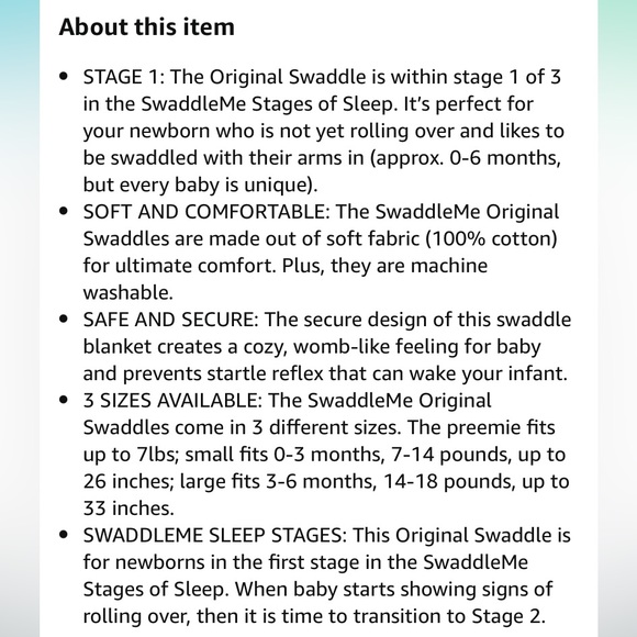 ••SwaddleMe Original Swaddle (Sm/Md) - Picture 5 of 5